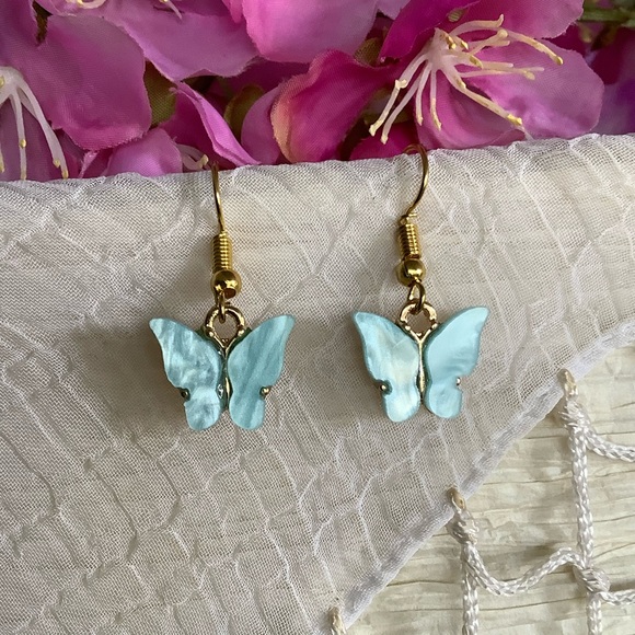 🌸 2PC: EARRINGS & NECKLACE BOHO SET BUTTERFLY BUNDLE SET BLUE FAIRY PRETTY CHIC - Picture 4 of 11